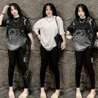 Set Bộ Thun HÀNH TINH Đính đá Hàng Quảng Châu cao cấp chuẩn Loại 1, Bộ đồ Thun nữ LEGGING ôm Đính đá Hottrend xu hướng