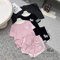 Set bộ thun nữ quần đùi chó bông về 2 màu hàng xuân hè 2025 freesz # HL - 560