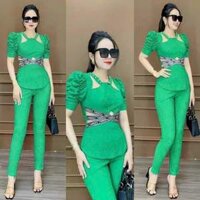 Set bộ thun xốp nhật quần ôm áo , đồ bộ dài thời trang nữ mặc đi làm, đi cà phê đều được