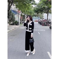 Set Bộ Tiểu Thư Nắp Túi Quần Ống Xuông Chất Nỉ Lụa Mịn
