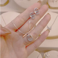 Set bộ trang sức dây chuyền và khuyên tai combo đá ngọc xanh biển đá Aquamarine nhân tạo Bluemoon S52 | HARMONY ACCESSOR