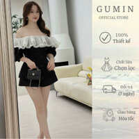 Set bộ trễ vai bèo GUMIN áo phối bèo sang chảnh kèm quần sooc ngắn thanh lịch
