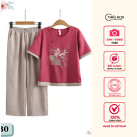 Set bộ trung niên thiết kế tinh tế chất liệu Linen mềm mịn mát thương hiệu Thiều Hoa DB4A0430