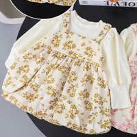 Set Bộ Váy 2 Màu Hoa Nhí Tai Thỏ Kèm Đuôi Bông Siêu Cute 👧🏻