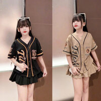 Set bộ váy bé gái tenis - pickleballs 20-46kg từ 6-16 tuổi TITOS. Set váy thể thao bé gái