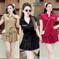 Set Bộ Váy Bigsize Thun Tăm Nhí Thái Cao Cấp cổ bẻ Hot Hit Nữ Cao Cấp Xinh Đẹp Áo Kiểu Sơ Mi Sang Trọng Giá Rẻ 40-95kg