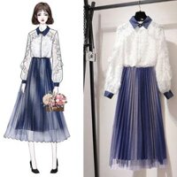 Set bộ váy phối màu + áo ren sang chảnh VPMR132 (HÀNG ORDER 10-15 NGÀY)