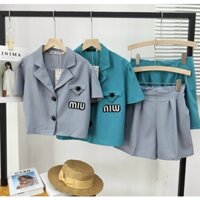 SET BỘ VEST ÁO CROPTOP THÊU CHỮ PHỐI QUẦN SORT LƯNG CHUN SIÊU DỄ THƯƠNG (ẢNH VÀ VIDEO THẬT)