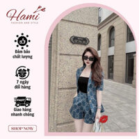 SET bộ vest ngắn tay nữ kiểu thời trang - xanh coban nhạt - Hàng mới về