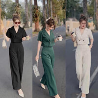 Set bộ vest nữ áo croptop tay ngắn và quần dài ống suông rộng phù hợp đi chơi dự tiệc thanh lịch siêu xinh💃💃    SHOPBO