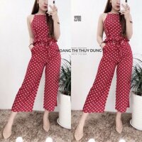 Set bộ yếm chấm bi quần ống suông