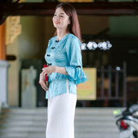 SÉT BỘ,BÀ BA,GẤM 2 DA,HOA VĂN,TAY LOE DUYÊN DÁNG,NÚT TÀU,QUẦN LỤA PLANTIN,KẾT HƠP TÚI TRONG PHONG CÁCH HIỆN ĐẠI MẪU MỚI