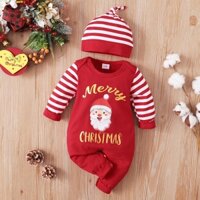 Set body đỏ thun dài kèm nón cho bé mặc giáng sinh(noel)