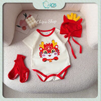 Set body rồng tặng kèm nón cho bé trai, bé gái 4-11kg. Body suit cho bé mang tết. Chip's Shop