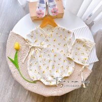 Sét body yukata xô muslin cho bé đầy tháng/ thôi nôi kèm mũ