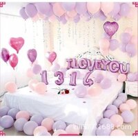 Set bóng bay trang trí phòng cưới I LOVE YOU 1314 tím