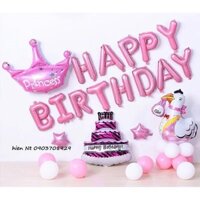Set bóng bé tuổi Gà, vương miện, bánh kem Hồng - dụng cụ pha chế quầy bar, gia dụng [ có sỉ ]