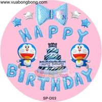 Set bong bóng Happy Birthday màu xanh Doraemon