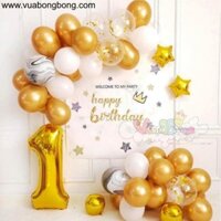 Set bong bóng happy birthday đơn giản giá rẻ tông vàng gold mẫu 3