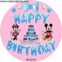 Set bong bóng Happy Birthday màu xanh chuột mickey minie