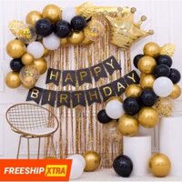 SET BONG BÓNG HAPPY BIRTHDAY VÀNG GOLD ĐEN PHỤ KIỆN TRANG TRÍ SINH NHẬT