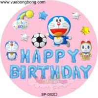Set bong bóng Happy Birthday màu xanh Doraemon Doreami