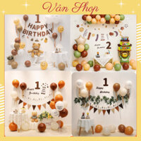 Set Bong Bóng Trang Trí Sinh Nhật Tone Màu Nâu Hàn Quốc Dành Cho Bé Trai Bé Gái, Sang Chảnh Đẹp Lạ