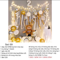 sét bong bóng trang trí tiệc sinh nhật gấu nâu