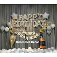 Set Bóng Chữ Happy Birthday Tone Màu Bạc Trang Trí Sinh Nhật