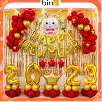 Set Bóng chúc mừng năm mới happy newyear siêu đẹp đầy đủ đồ trang trí văn phòng cửa hàng nhà ở