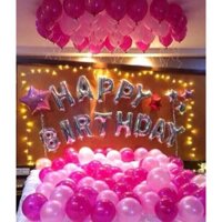 Sét bóng happy birthday, rèm trang trí, bóng bay, bơm tay, băng dính chuyên dụng