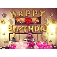 SET BÓNG SINH NHẬT kèm chai ly CHAMPAGNE,  bóng bánh ( inbox màu tùy chọn)