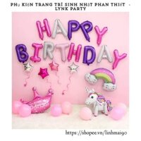 Set bóng sinh nhật Ngựa Pony cầu vòng