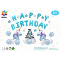 Set bóng sinh nhật ngựa pony xanh