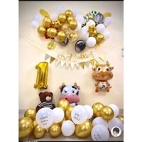 Set Bóng Trang Trí HPBD Hình Trâu, Bò Sữa