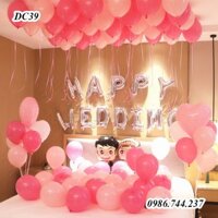 Set bóng trang trí phòng cưới happy wedding tông màu hồng DC39