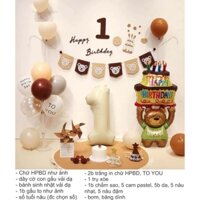 Set bóng trang trí sinh nhật hình gấu đội bánh 9