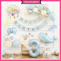 Set bóng trang trí sinh nhật cá voi xanh