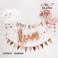 Set bóng trang trí sinh nhật chữ Love kèm mây trắng