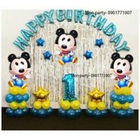 Set bóng trang trí sinh nhật chủ đề chuột mickey, bóng bay sinh nhật cho bé tuổi chuột, tuổi tí kèm bơm và băng dính