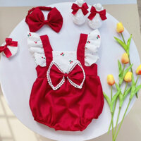 Set cánh tiên đỏ, cho bé gái sơ sinh, set đồ dầy tháng thôi nôi cho bé