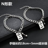 Set cặp 2 Vòng Đeo Tay Nam nữ Thép Titan Không Gỉ Xích you-me(Giá 2 cái),2 lắc tay cặp