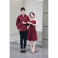 SET CẶP ÁO SƠ MI VÁY HAI DÂY CỰC ĐẸP
