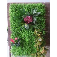 Set cây giả trang trí tường, cỏ nhựa treo tường mắt trâu (tai chuột) 247, tường cây giả (10 cây 1m2)