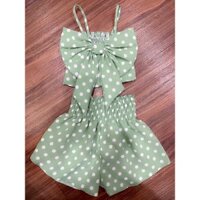 Set chấm bi xanh quần rời siêu cưng