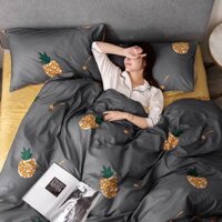 set chăn ga cotton lụa mẫu quả dứa
