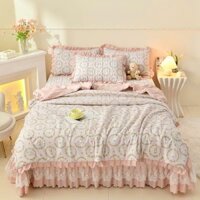 Set chăn ga gối Vintage đẹp xinh xỉu, chăn hè , ga trần phủ m6 m8 2m 2m2 .ghi chú kt đệm giúp shop
