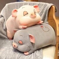 Sét Chăn Gối Heo Văn Phòng Hình Lợn Con 2in1