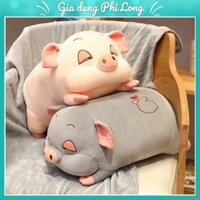 Sét Chăn Gối Heo Văn Phòng Hình Lợn Con 2in1