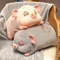 sét chăn gối heo văn phòng hình lợn con dễ thương - chăn gối 2in1 gấp gọn siêu mềm mại
